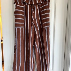 FREE PEOPLE Came To Play Striped Breezy Folded Waistband Pants